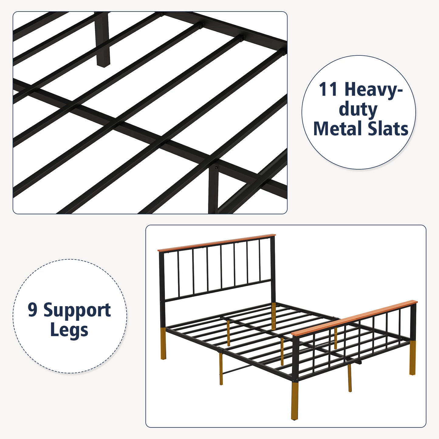 Full/Queen Bed Frame with Headboard and Footboard-Full Size