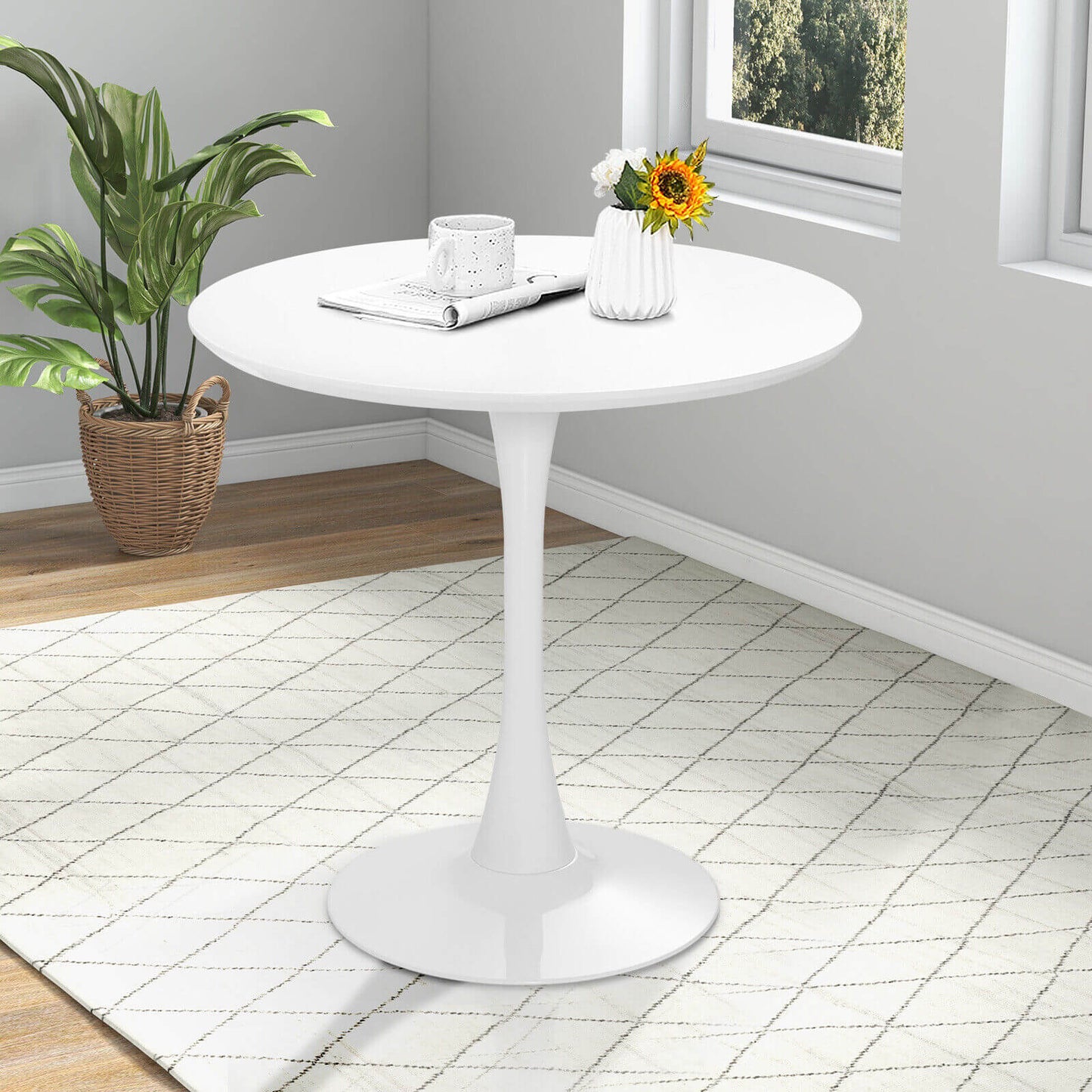 32 Inch Modern Tulip Round Dining Table with MDF Top-White