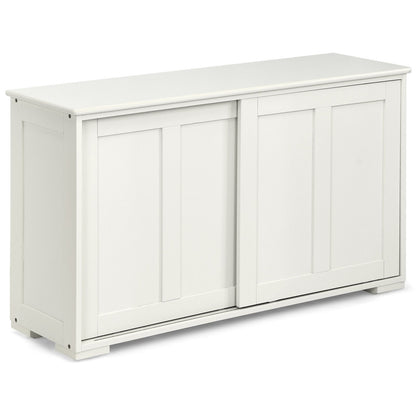 Kitchen Storage Cupboard Cabinet with Sliding Door-Black