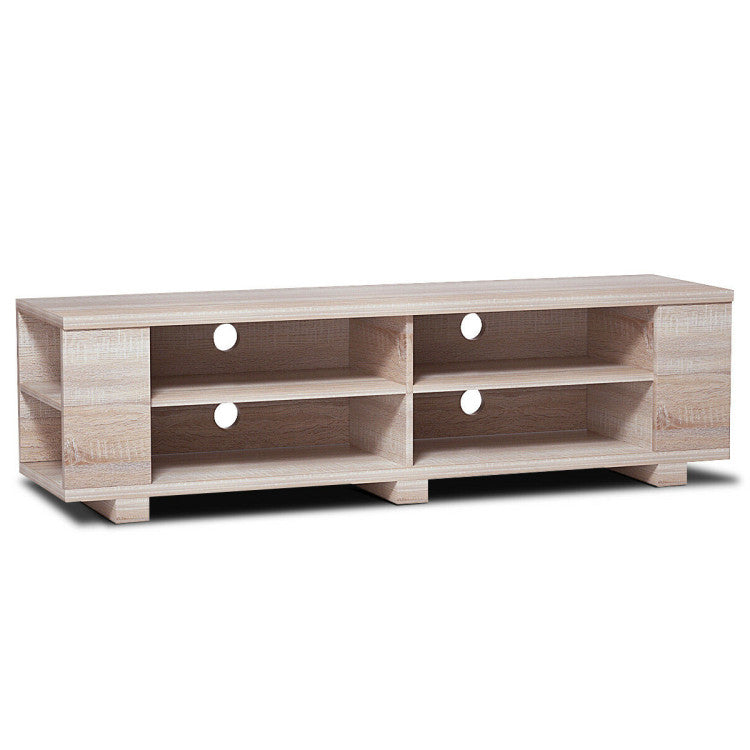 59 Inch Console Storage Entertainment Media Wood TV Stand-Black