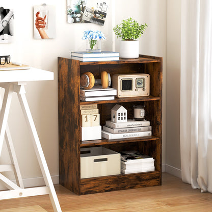 3-Tier Bookcase Open Display Rack Cabinet with Adjustable Shelves-Black