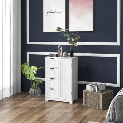 Standing Indoor Wooden Cabinet with 4 Drawers-Black