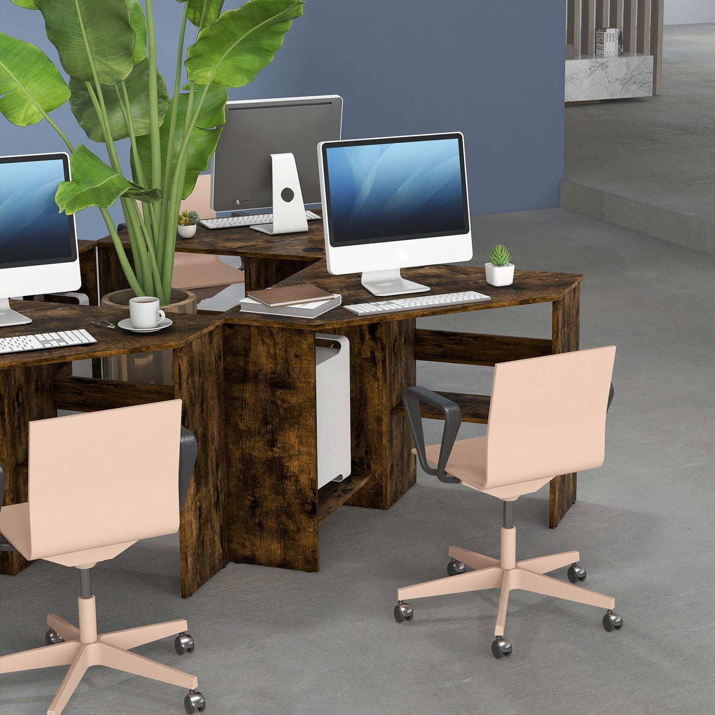 Corner Computer Desk Triangle Writing Workstation with Storage Shelf-Black