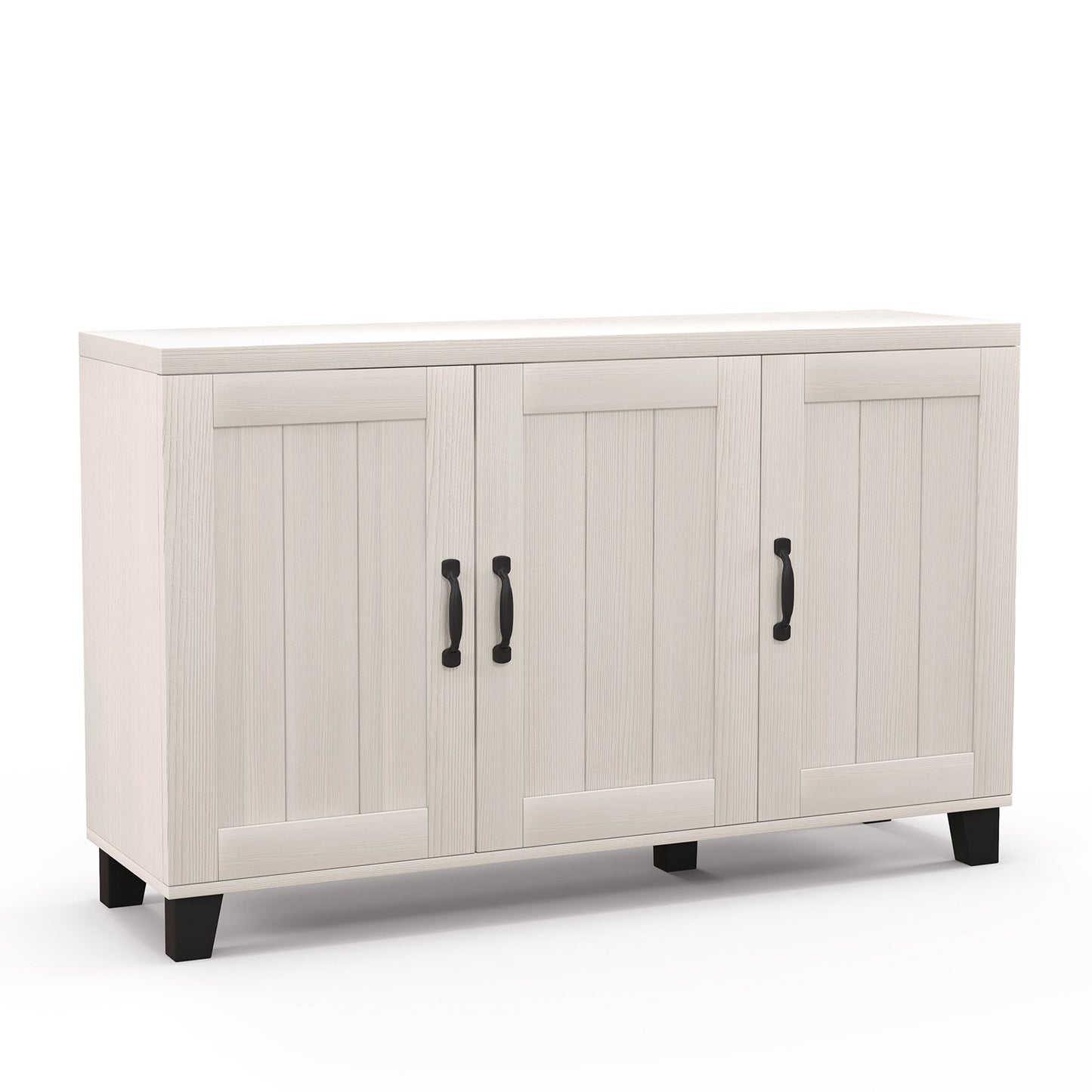 3-Door Buffet Sideboard with Adjustable Shelves and Anti-Tipping Kits-Brown