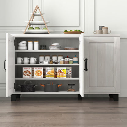 3-Door Buffet Sideboard with Adjustable Shelves and Anti-Tipping Kits-Brown