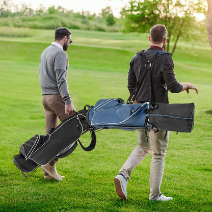 Golf Stand Cart Bag with 4 Way Divider Carry Organizer Pockets-Black