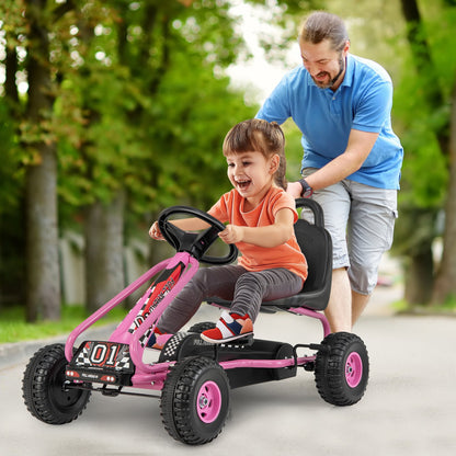 4 Wheel Pedal Powered Ride On with Adjustable Seat-Blue