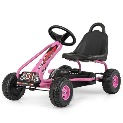 4 Wheel Pedal Powered Ride On with Adjustable Seat-Blue