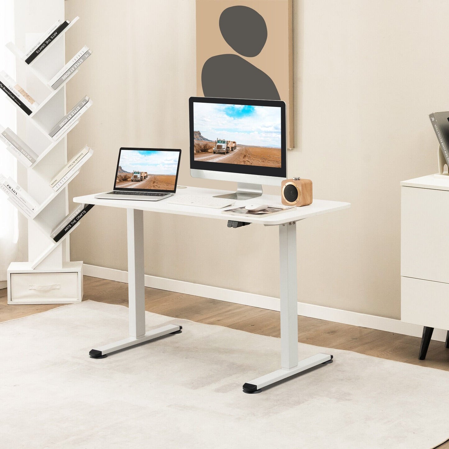 Electric Standing Desk Adjustable Stand up Computer Desk Anti-collision-Black