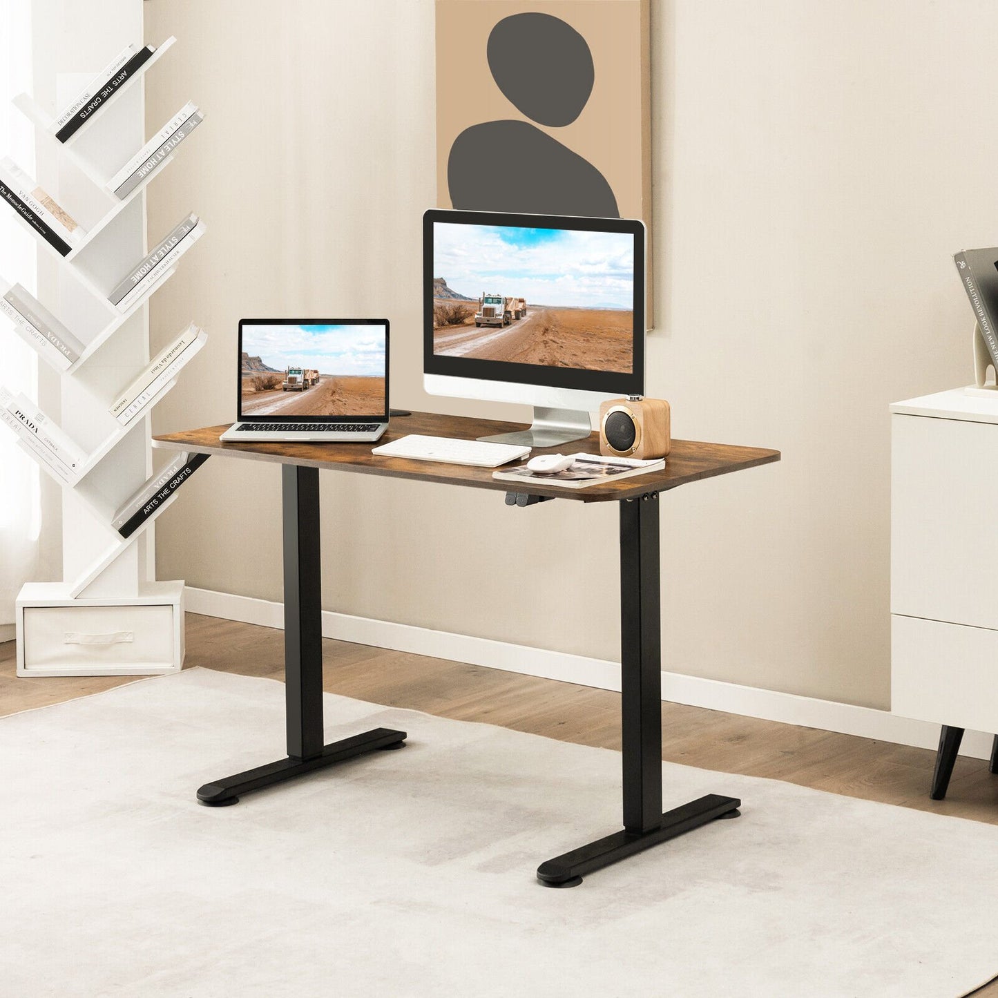 Electric Standing Desk Adjustable Stand up Computer Desk Anti-collision-Black