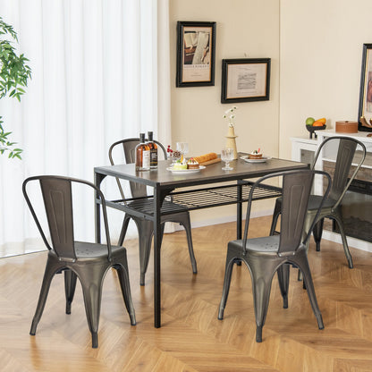 4 Pcs Modern Bar Stools with Removable Back and Rubber Feet-Black