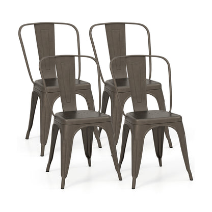 4 Pcs Modern Bar Stools with Removable Back and Rubber Feet-Black