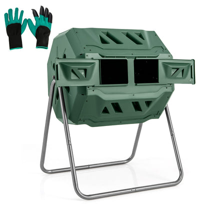 360° Rotatable Tumbling Composter with 2 Sliding Doors-Black
