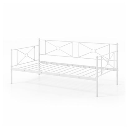 Metal Daybed Twin Bed Frame Stable Steel Slats Sofa Bed-Black