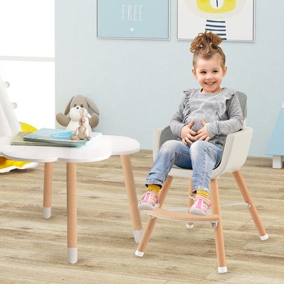 3-in-1 Convertible Wooden High Chair with Cushion-Beige