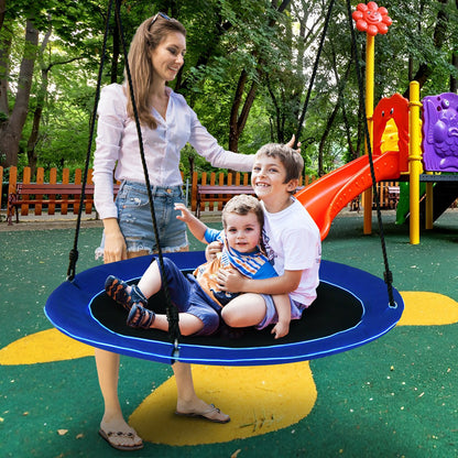 40 Inches Saucer Tree Swing Round with Lights for Kids and Adults-Blue