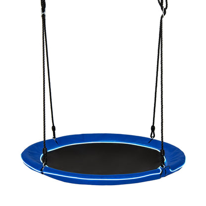 40 Inches Saucer Tree Swing Round with Lights for Kids and Adults-Blue