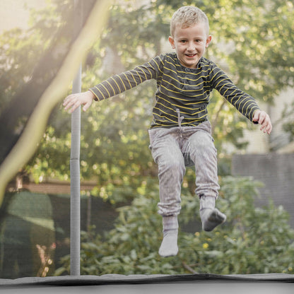 10ft weather-resistant trampoline safety enclosure net by Wilsons Home Store, with mesh and zipper for outdoor trampoline safety.