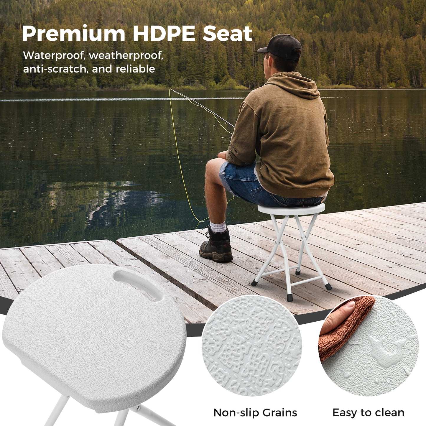 Folding Stool with Built-in Handle for Adults-4 Pieces