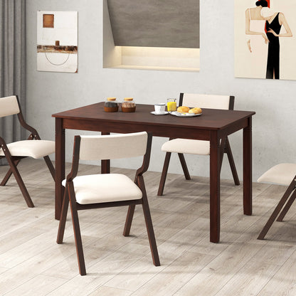 48-Inch Wooden Dining Table for 4 People Rectangular Kitchen Table with Rubber Wood Legs-Black