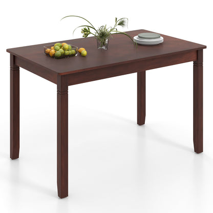 48-Inch Wooden Dining Table for 4 People Rectangular Kitchen Table with Rubber Wood Legs-Black