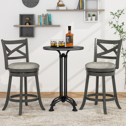 27/31 Inch Swivel Bar Stools Set of 2 with Hollow Back and Soft-padded Seat-31 inches