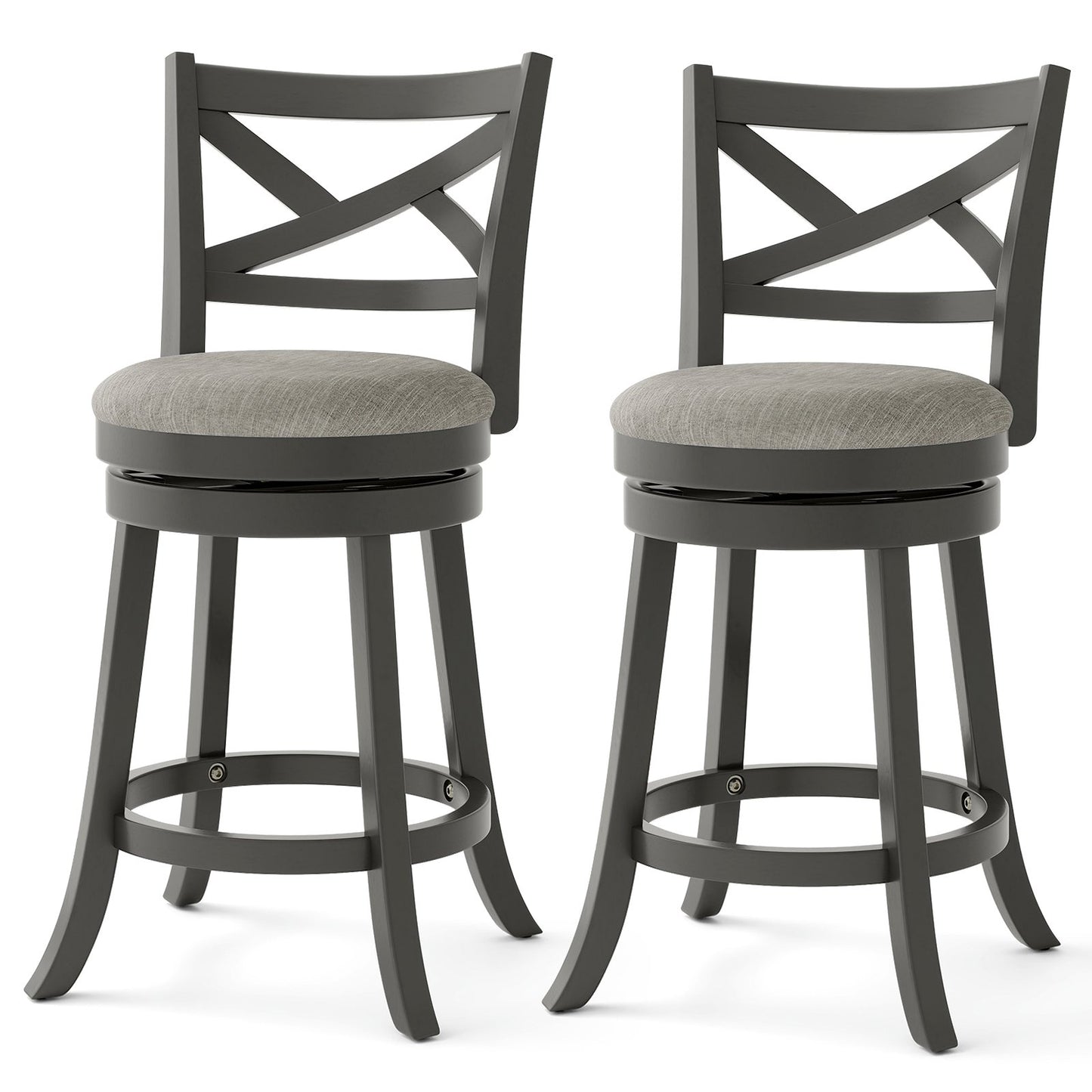 27/31 Inch Swivel Bar Stools Set of 2 with Hollow Back and Soft-padded Seat-31 inches