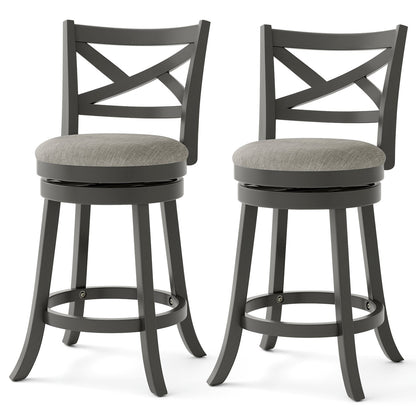 27/31 Inch Swivel Bar Stools Set of 2 with Hollow Back and Soft-padded Seat-31 inches