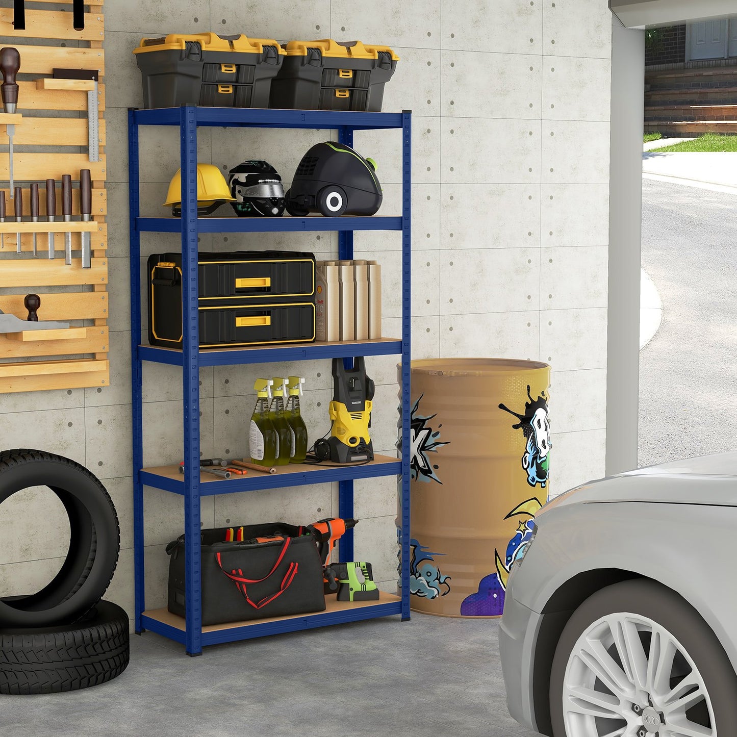 5-Tier Heavy Duty Metal Shelving Unit with 2000 LBS Total Load Capacity-Black