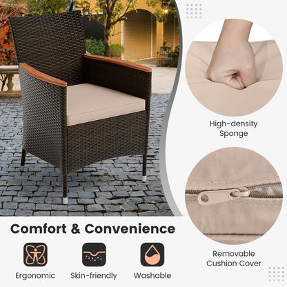 7 Pieces Garden Dining Patio Rattan Set with Cushions for Backyard