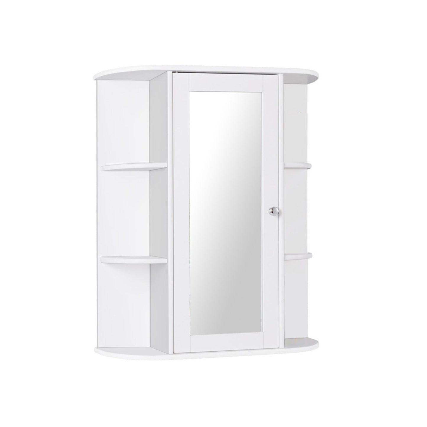 Bathroom Single Door Shelves Wall Mount Cabinet with Mirror-Gray