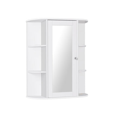Bathroom Single Door Shelves Wall Mount Cabinet with Mirror-Gray