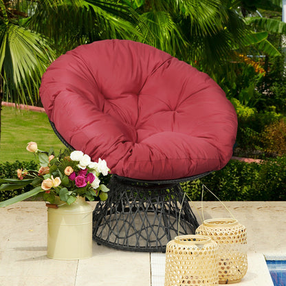 Rattan Papasan Chair Ergonomic 360-degree Swivel Soft Cushion Garden-Black