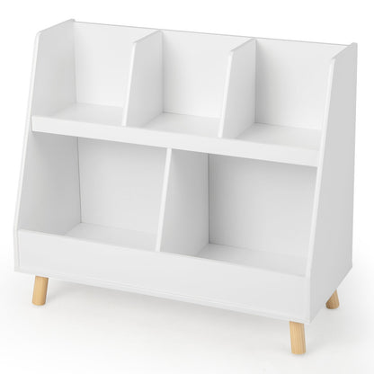 5-Cube Kids Bookshelf and Toy Organizer with Anti-Tipping Kits-Natural