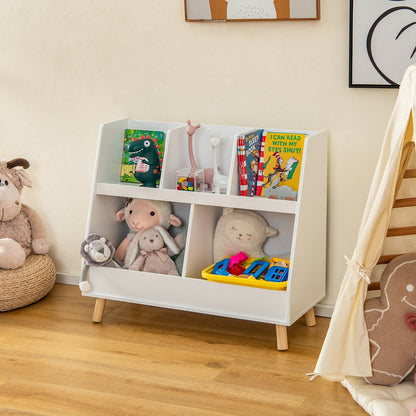 5-Cube Kids Bookshelf and Toy Organizer with Anti-Tipping Kits-Natural