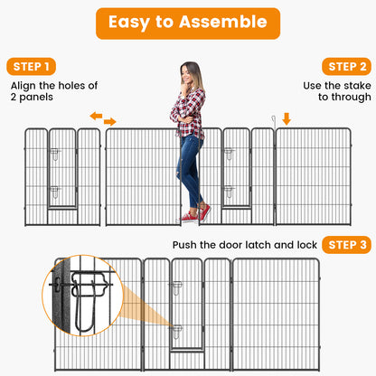 8 Panel 40 Inch Height Pet Fence Indoor Outdoor-40 inches
