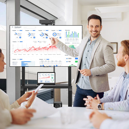 Mobile TV Stand with Camera Shelf and AV Shelves for 32-80 Inch Flat/Curved TVs