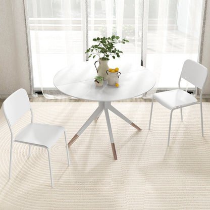 Modern Dining Chairs Set of 4 with Tilted Backrest and Sturdy Metal Legs-Black