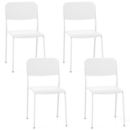Modern Dining Chairs Set of 4 with Tilted Backrest and Sturdy Metal Legs-Black