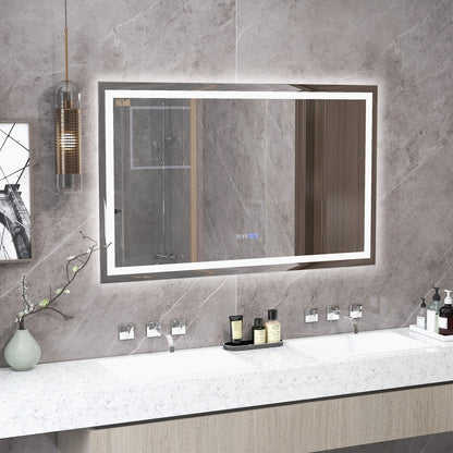 LED Bathroom Mirror Wall Mounted Rectangle Mirror with 3-Color Dimmable Lights-S