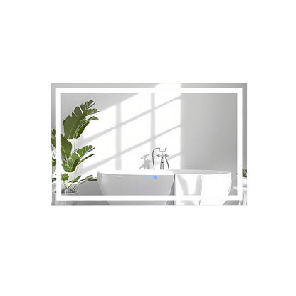 LED Bathroom Mirror Wall Mounted Rectangle Mirror with 3-Color Dimmable Lights-L