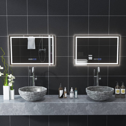 LED Bathroom Mirror Wall Mounted Rectangle Mirror with 3-Color Dimmable Lights-S