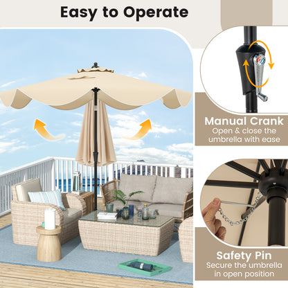 9 FT Patio Umbrella with Crank Handle and Push Button Tilt-Beige