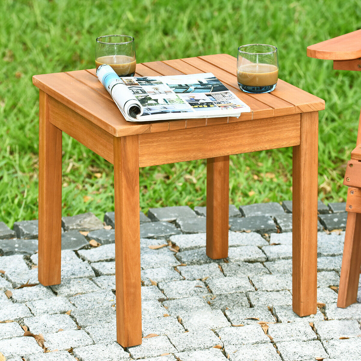 Wooden Square Patio Coffee Bistro Table-Black