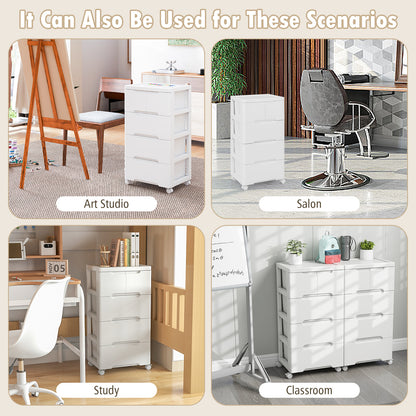 Rolling Storage Cabinet with Universal Wheels and 5/6/7 Drawers-5 Drawers