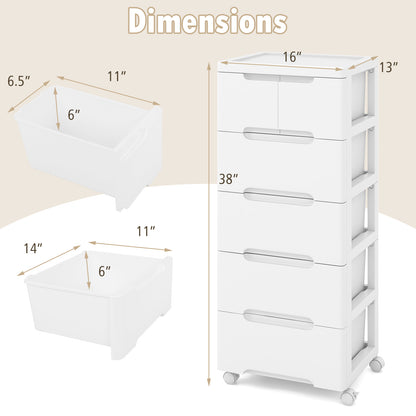 Wilson’s Home Store rolling storage cabinet with six drawers, universal wheels, ideal for bedroom organization and storage.