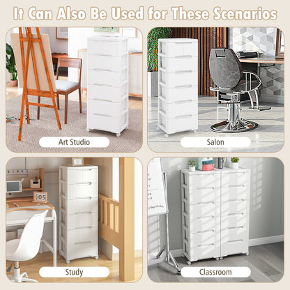 Rolling Storage Cabinet with Universal Wheels and 5/6/7 Drawers-7-Drawer