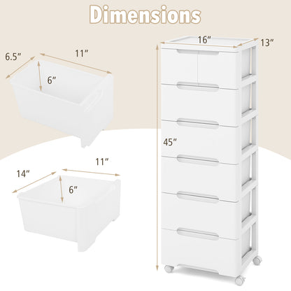Rolling Storage Cabinet with Universal Wheels and 5/6/7 Drawers-7-Drawer