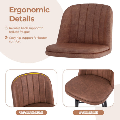 27 Inch Swivel Bar Stool Set of 2 Counter Height Chair with Padded Seat-Black and Brown