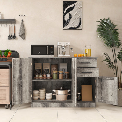 Buffet Storage Cabinet  Kitchen Sideboard with 2 Drawers-Gray